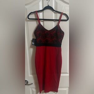 NWT Women’s AX Paris Red Black Lace Feminine Cocktail Romantic Sexy Goth Dress 4